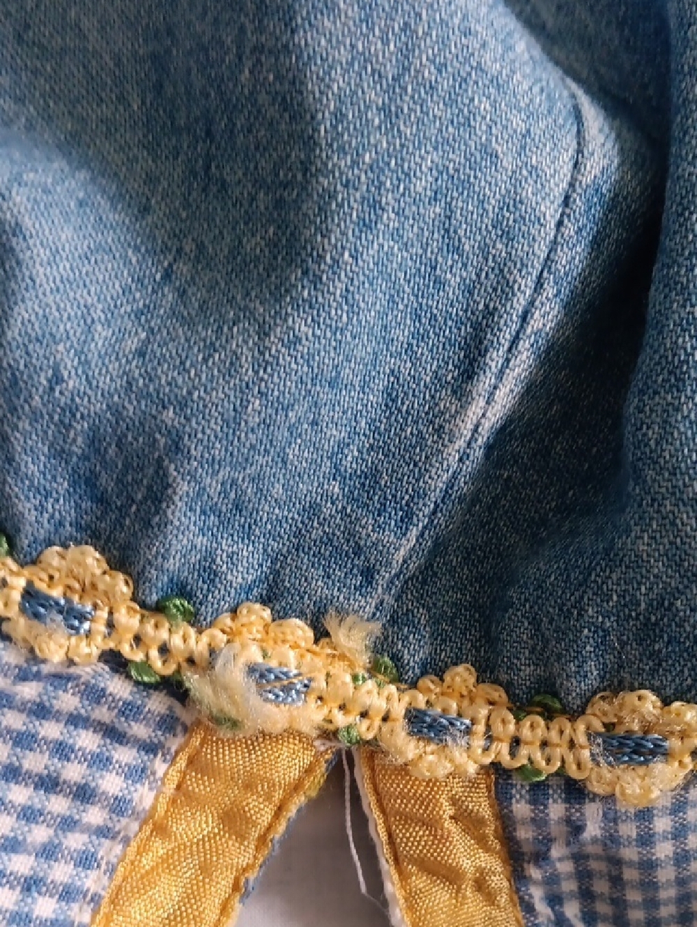 Democracy Weekend Blue Denim Patchwork Embroidered Midi Skirt 8 - Picture 9 of 10